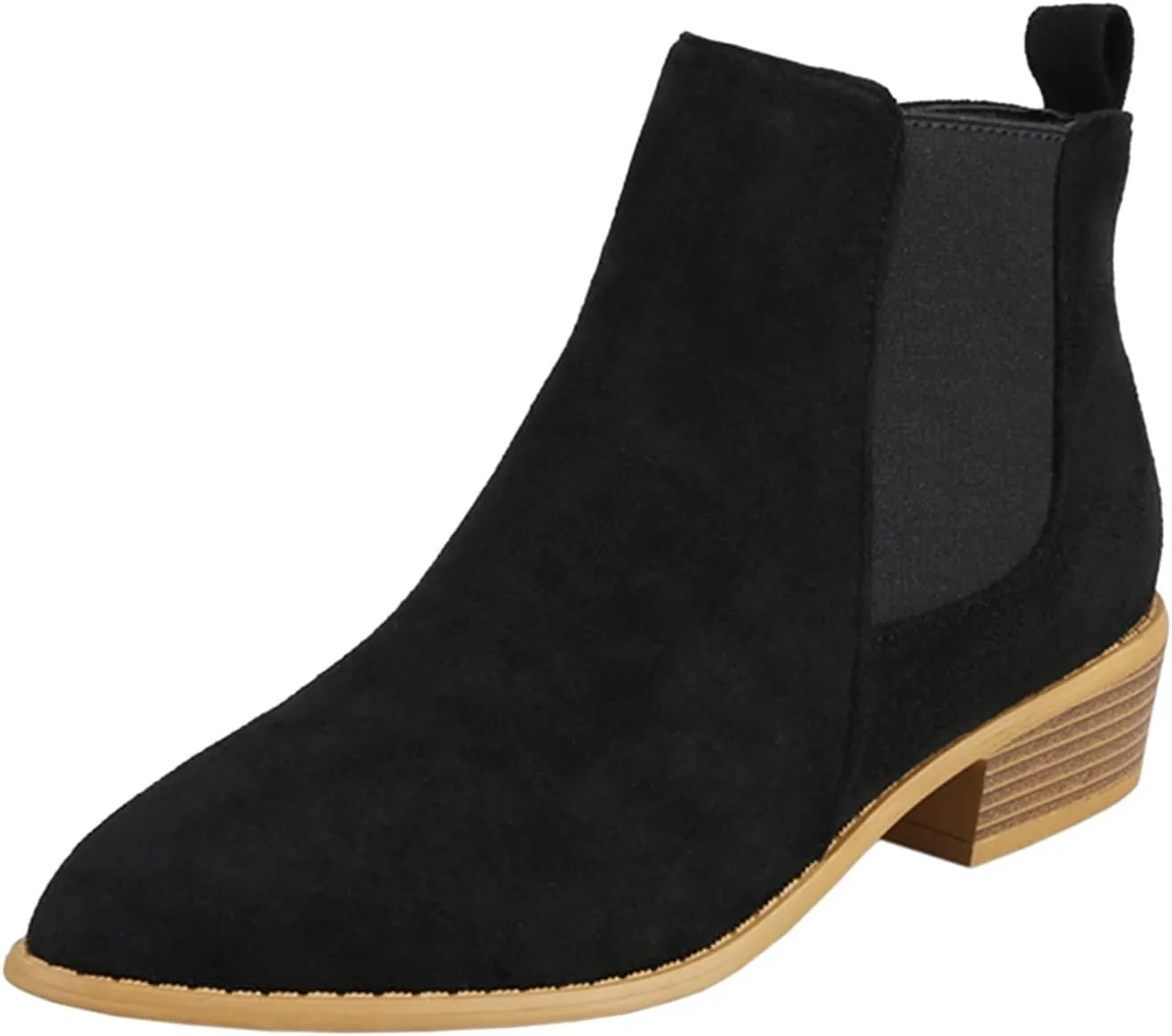 Ankle Boots for Women, Fashion Pointed Toe Chunky Block Heels Comfy Faux Stacked Low Heel Dressy Side Zipper Shoes