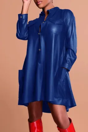 Blue Mandarin Buckle dress