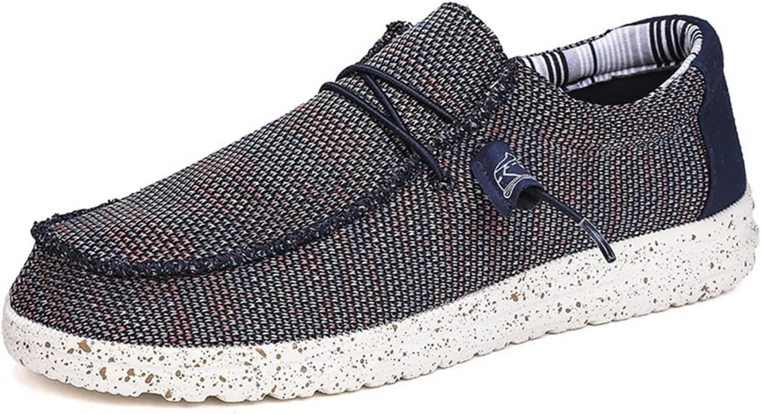 Casual Boat Shoes,Canvas Lightweight & Breathable Mesh Men's Loafers & Slip-ons,Summer Comfy Slip Resistant Mens Deck Shoes,for All Day