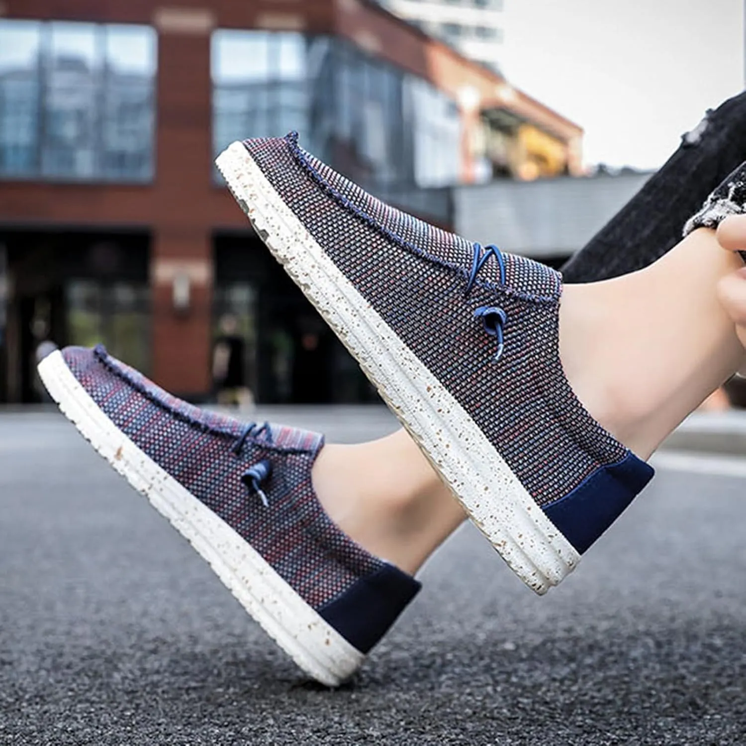 Casual Boat Shoes,Canvas Lightweight & Breathable Mesh Men's Loafers & Slip-ons,Summer Comfy Slip Resistant Mens Deck Shoes,for All Day