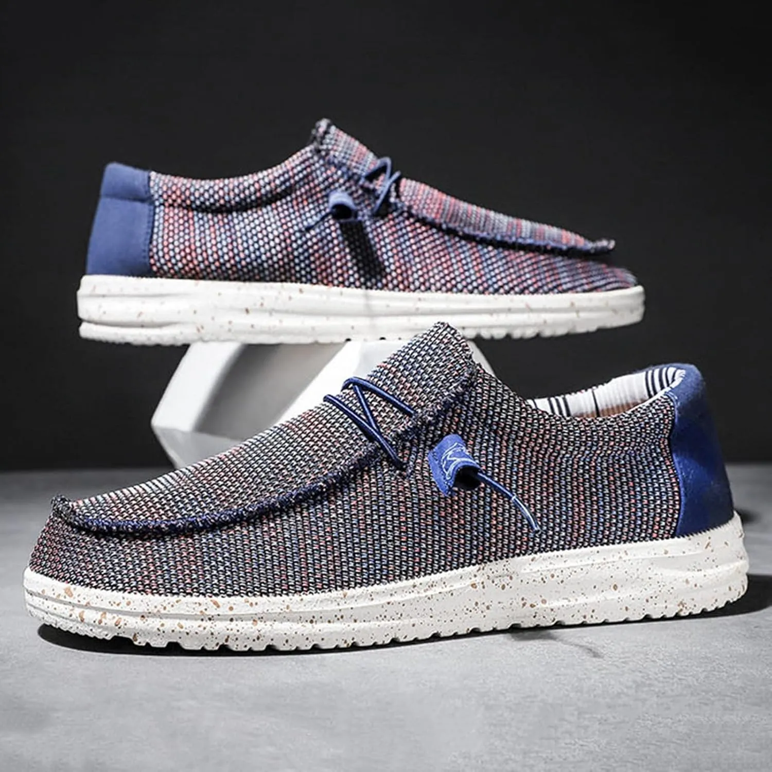 Casual Boat Shoes,Canvas Lightweight & Breathable Mesh Men's Loafers & Slip-ons,Summer Comfy Slip Resistant Mens Deck Shoes,for All Day