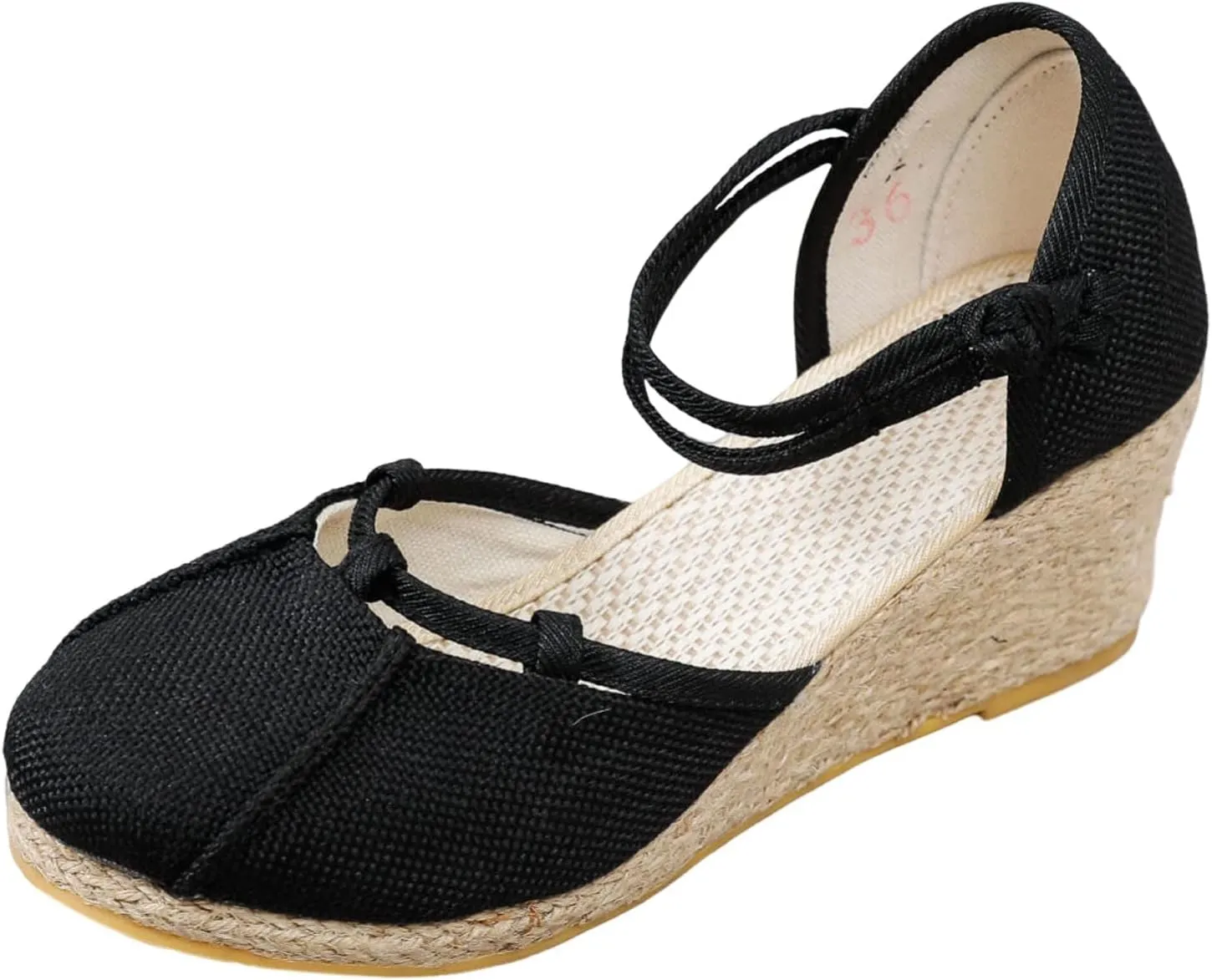 Espadrilles Wedges for Women Dressy Summer Comfortable Non Slip Retro Sandals Closed Toe Strappy Ankle Strap Summer Casual Beach Walking Shoes for Office Or Fashion