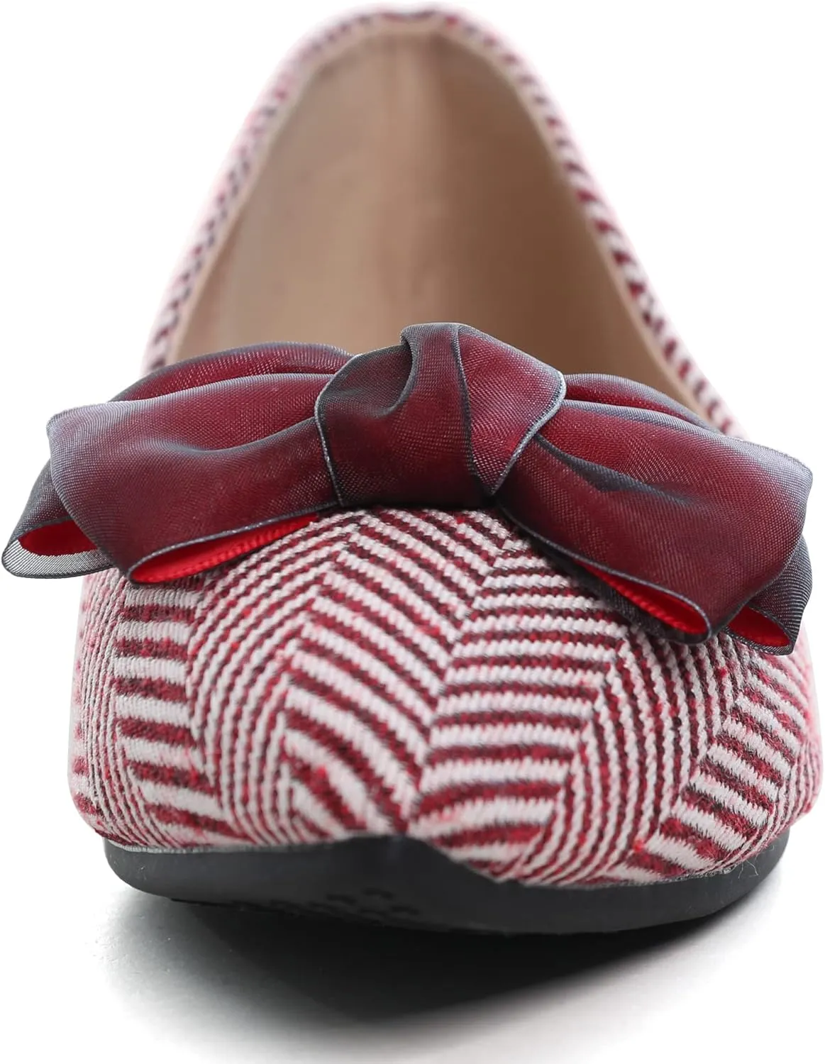 JiangWei Shu Women's Pointed Toe Bow-knot Ballet Flats Dress Flat Slip-ons Loafers
