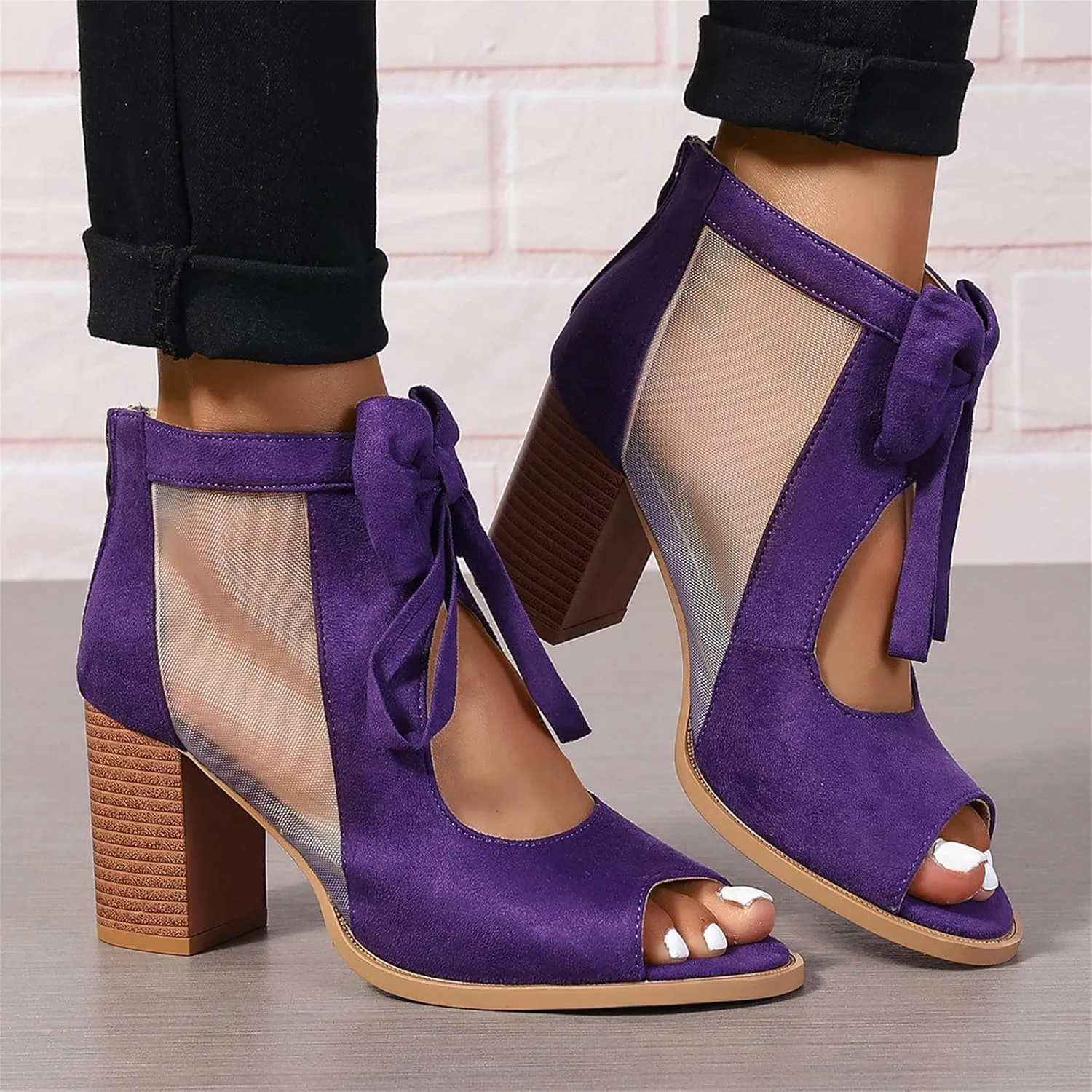 Ladmiple Chunky Heels For Women Dressy Sandals Open Toe Ankle Strap Comfortable Party Dress Wedding Pumps Shoes Block Heels