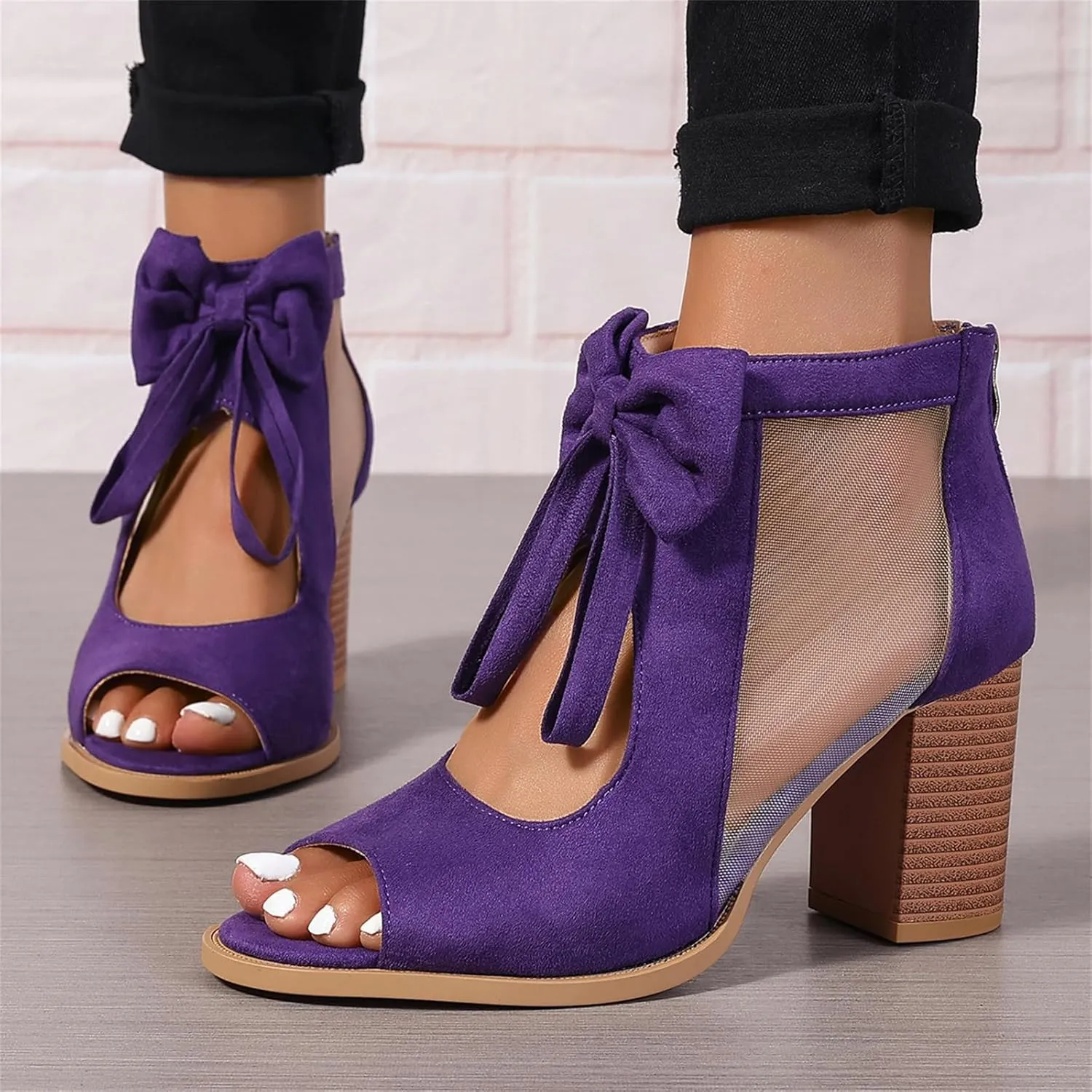 Ladmiple Chunky Heels For Women Dressy Sandals Open Toe Ankle Strap Comfortable Party Dress Wedding Pumps Shoes Block Heels