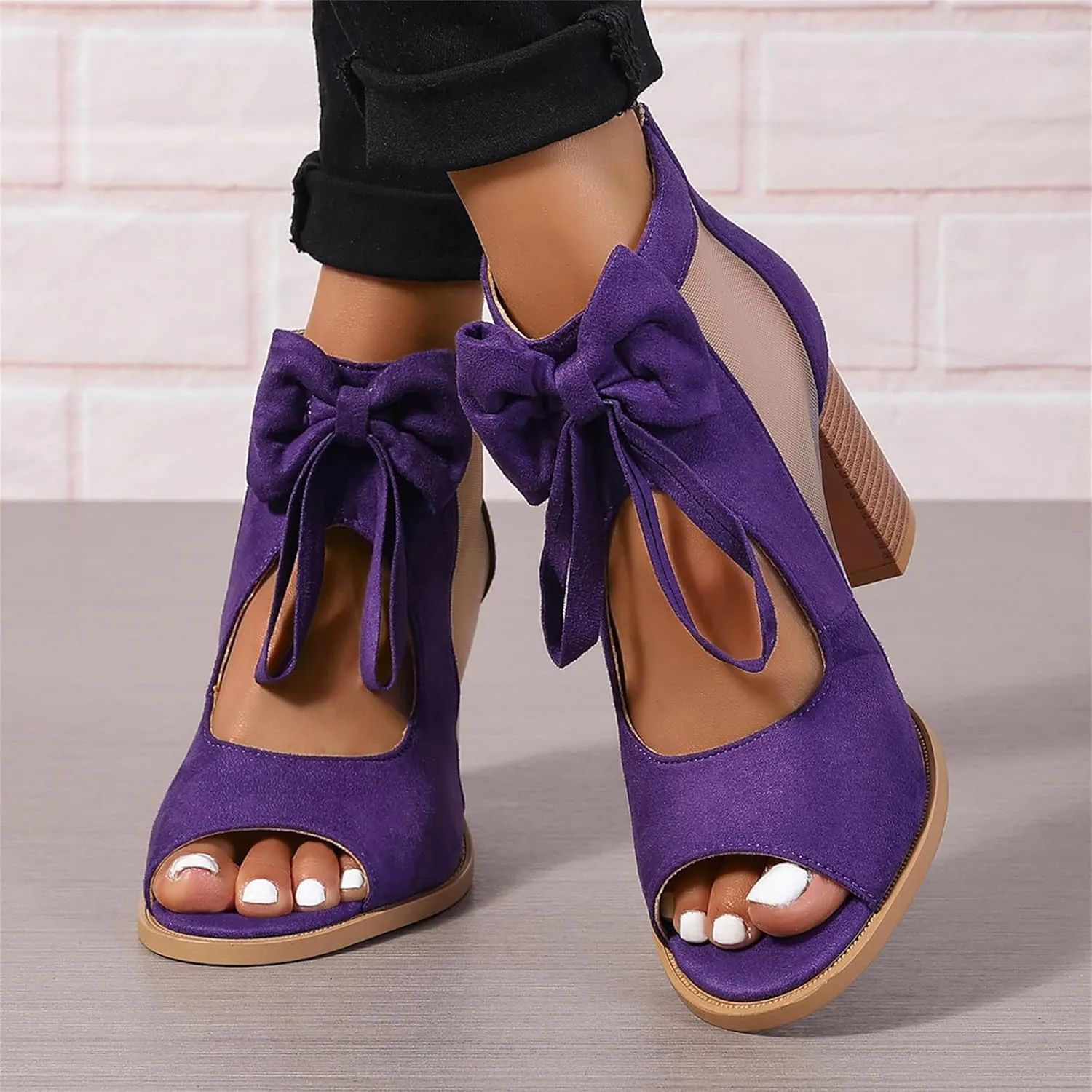 Ladmiple Chunky Heels For Women Dressy Sandals Open Toe Ankle Strap Comfortable Party Dress Wedding Pumps Shoes Block Heels