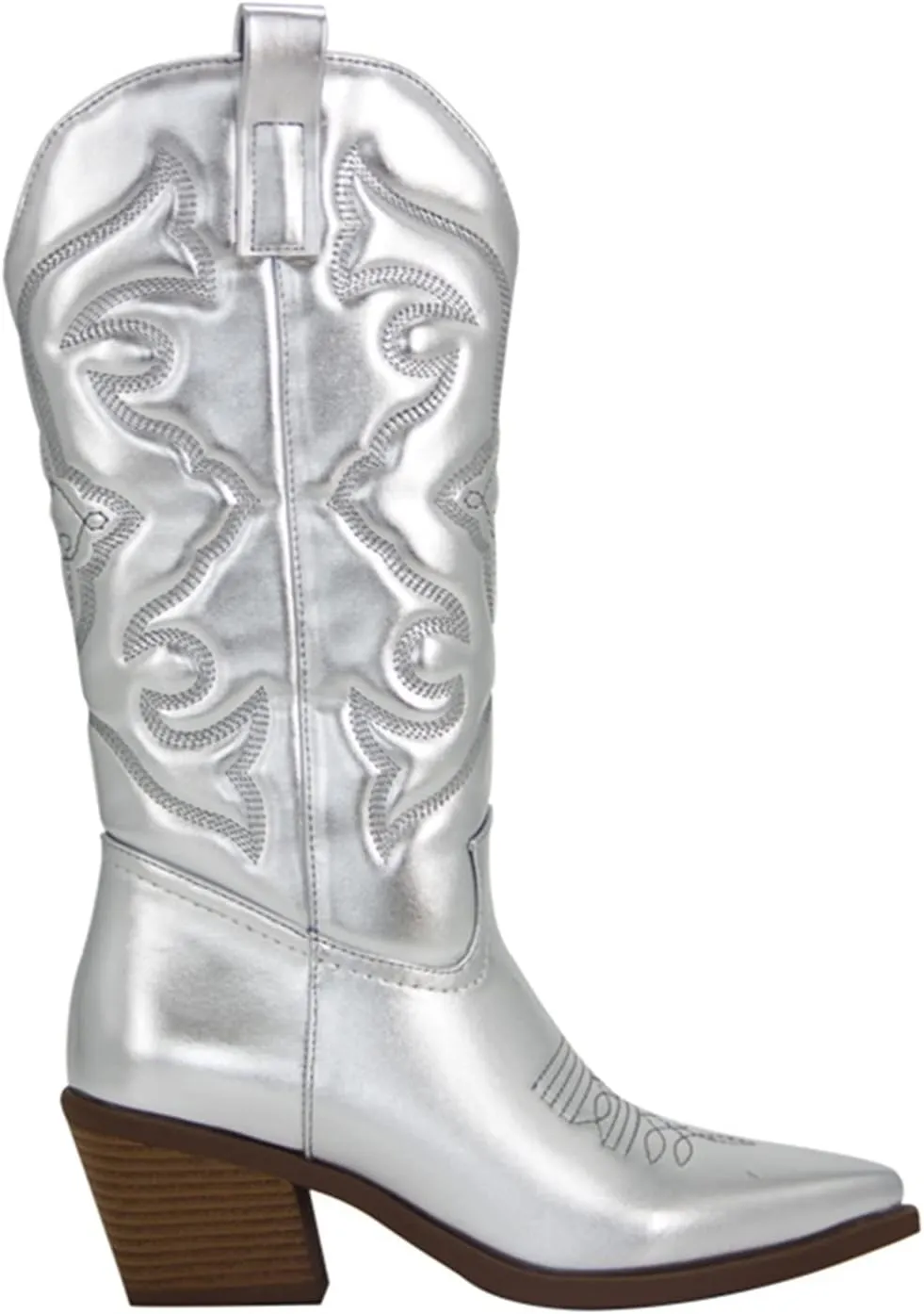 Ladmiple Cowboy Boots For Women Wide Calf Knee High Cowgirl Western Boots Tall Pointed Toe Embroidered Pull On Fashion Boots