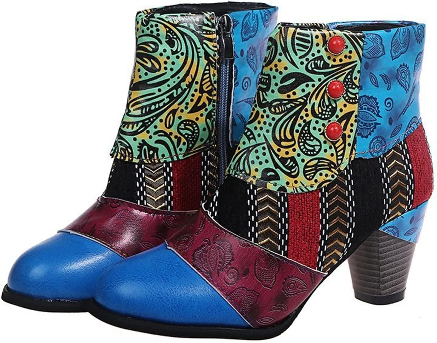 Lausiuoe Ankle Boots For Women Dressy Chunky Heel Cowgirl Cowboy Western Short Booties Wide Width Side Zipper Booties