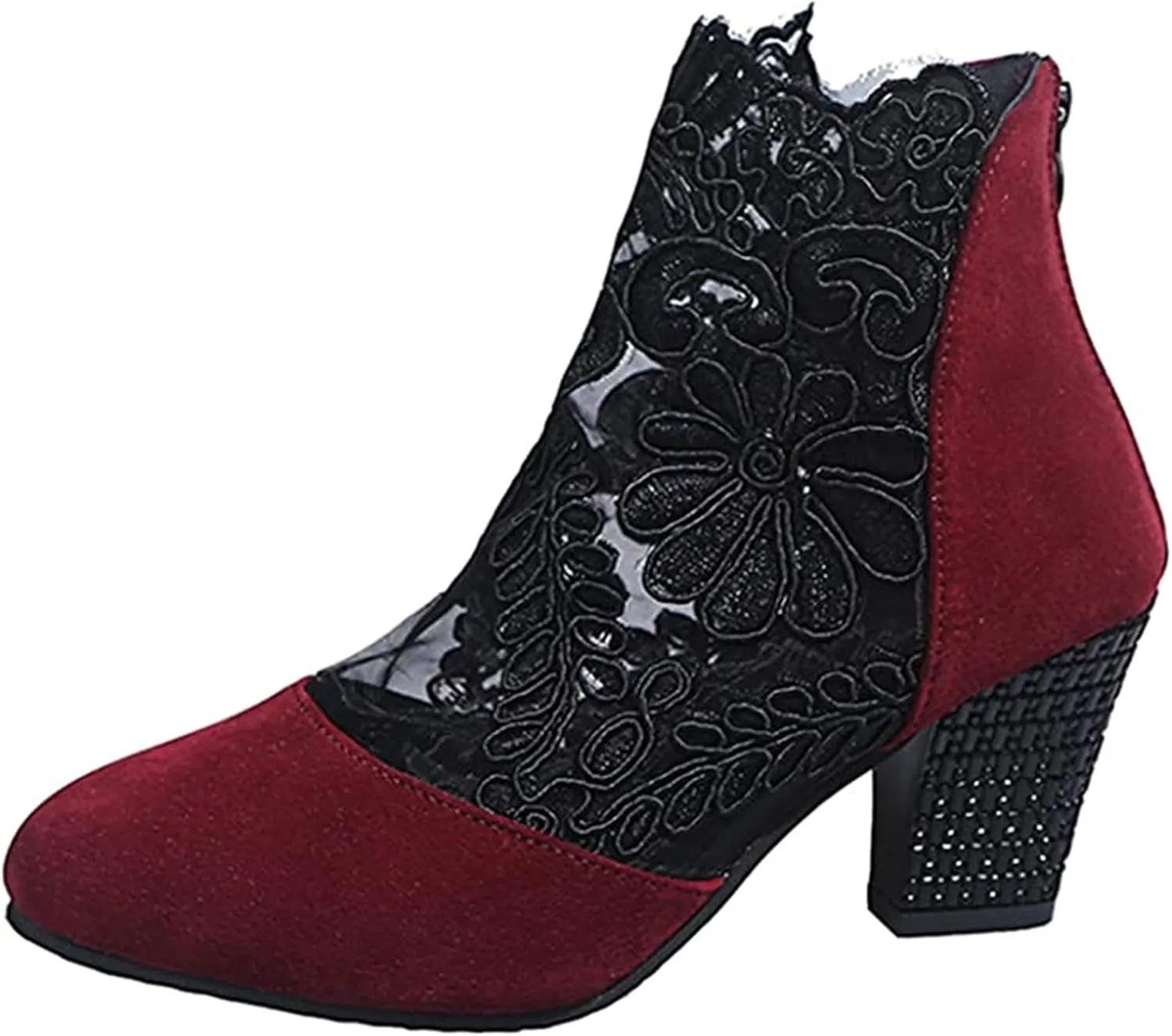 Lausiuoe Boots For Women Ankle Booties Sexy Low Heels Chelsea Closed Toe Chunky Stacked Mid Heel Western Short Boots