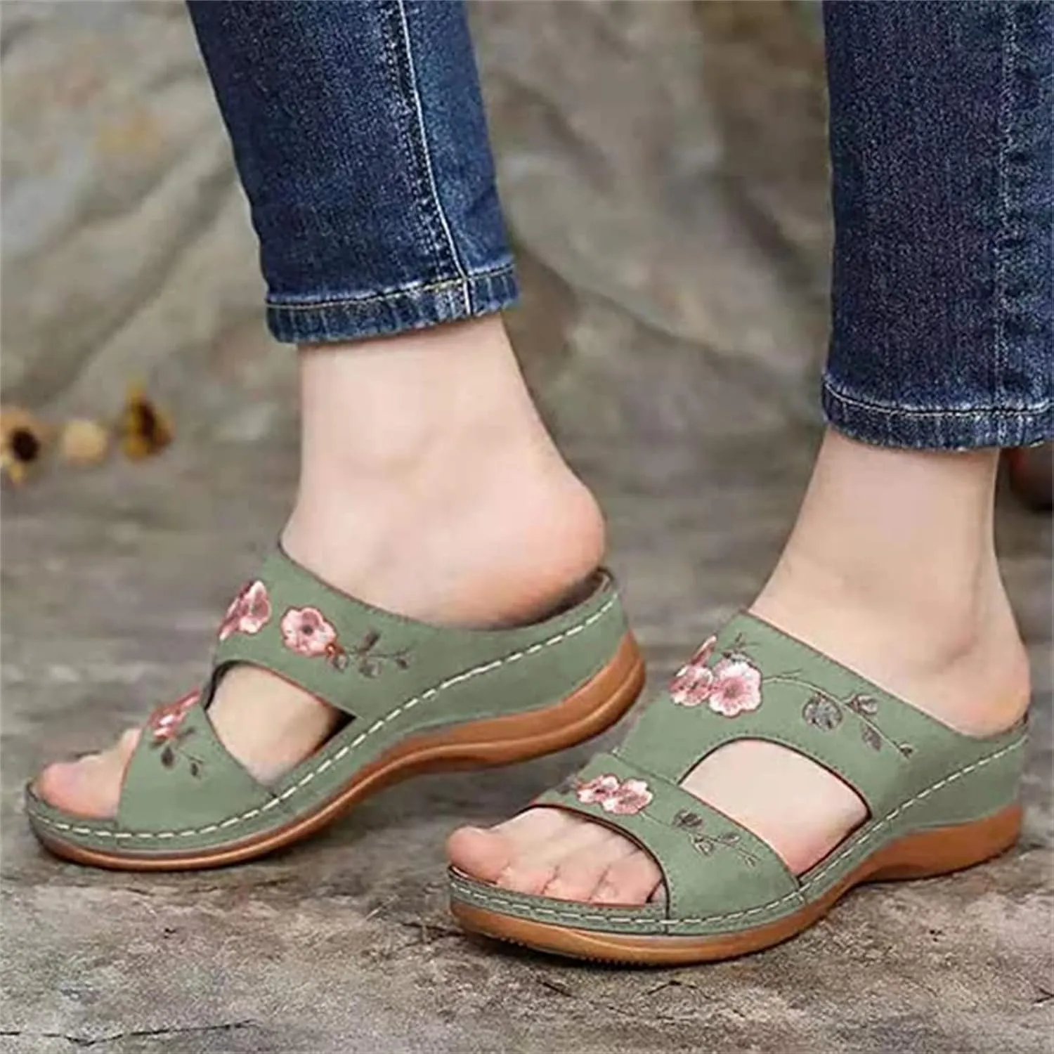 Lausiuoe Dress Sandals For Women Orthotic Dressy Fashion Flip Flops Ladies Slip On Lightweight Athletic Orthopedic Slides