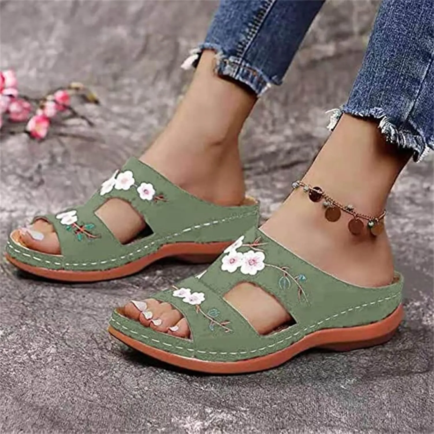Lausiuoe Dress Sandals For Women Orthotic Dressy Fashion Flip Flops Ladies Slip On Lightweight Athletic Orthopedic Slides