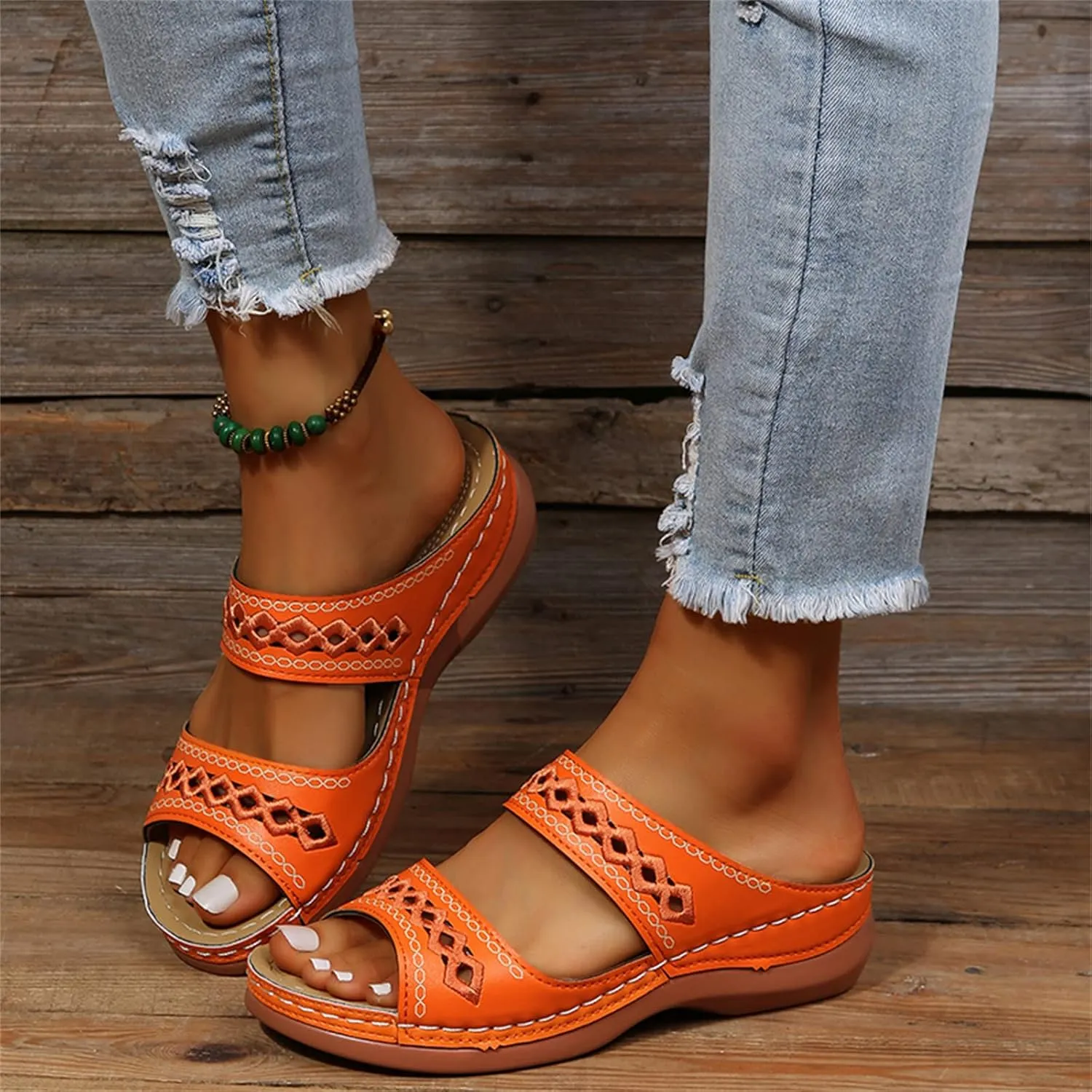 Lausiuoe Orthopedic Sandals For Women Arch Support Dressy Original Orthotic Comfort Flip Flops Walking Summer Casual Slides