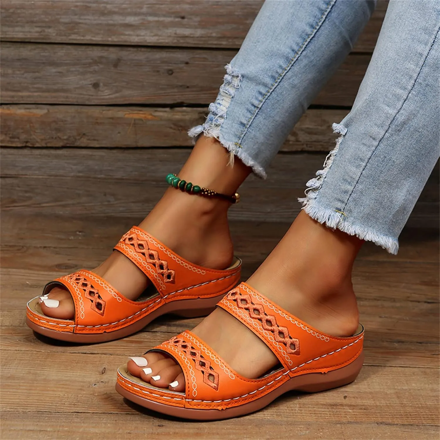 Lausiuoe Orthopedic Sandals For Women Arch Support Dressy Original Orthotic Comfort Flip Flops Walking Summer Casual Slides
