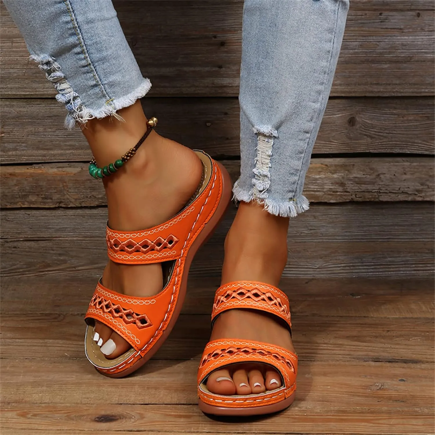 Lausiuoe Orthopedic Sandals For Women Arch Support Dressy Original Orthotic Comfort Flip Flops Walking Summer Casual Slides