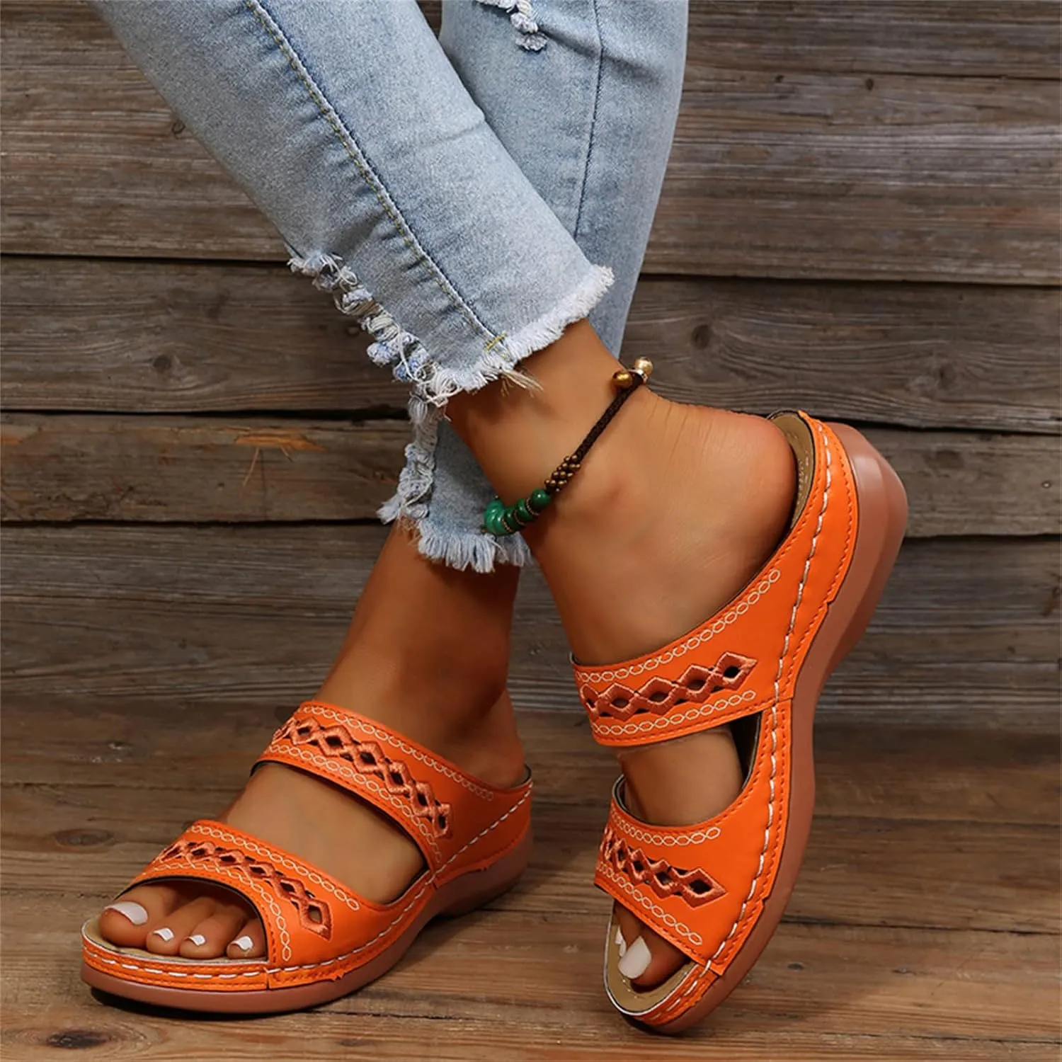 Lausiuoe Orthopedic Sandals For Women Arch Support Dressy Original Orthotic Comfort Flip Flops Walking Summer Casual Slides