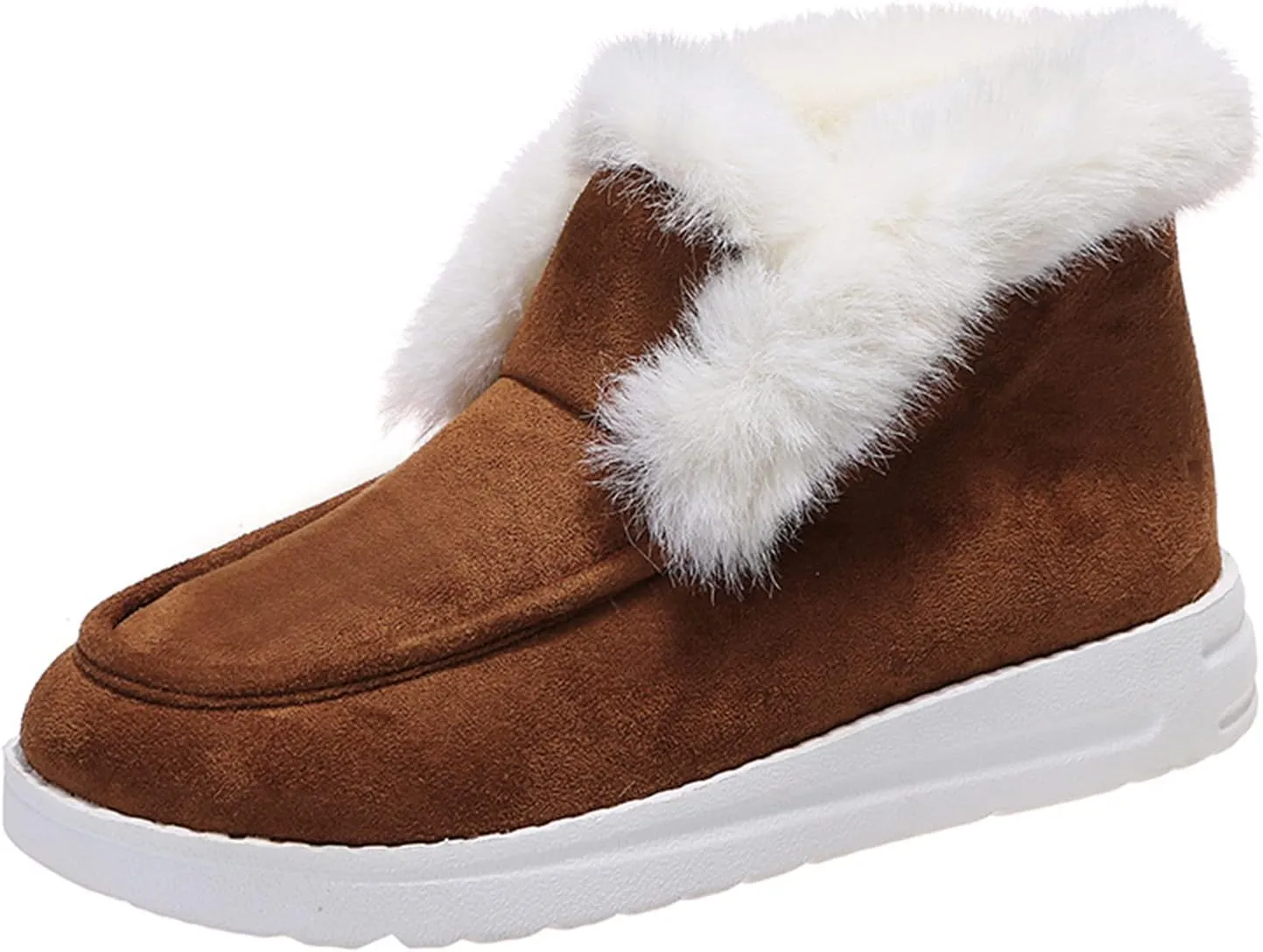 Lausiuoe Winter Boots For Women Fashion 2022 Fuzzy Ankle Bootie Warm Fluffy Silp On Casual Loafers House Shoes Slippers