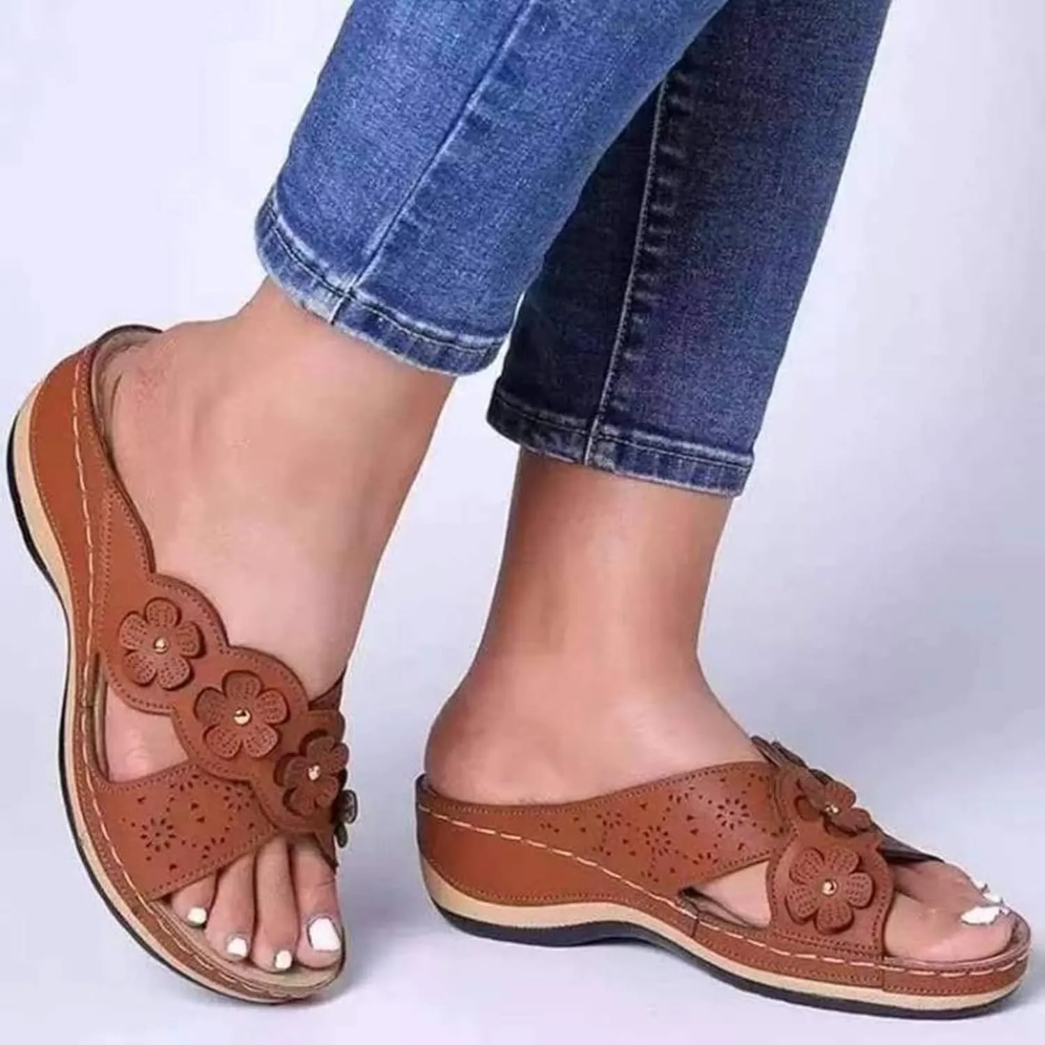 Lausiuoe Womens Original Orthotic Comfort Flip Flops Walking Shoes Wide Width Dressy Summer Sandals With Arch Support Heel Cup