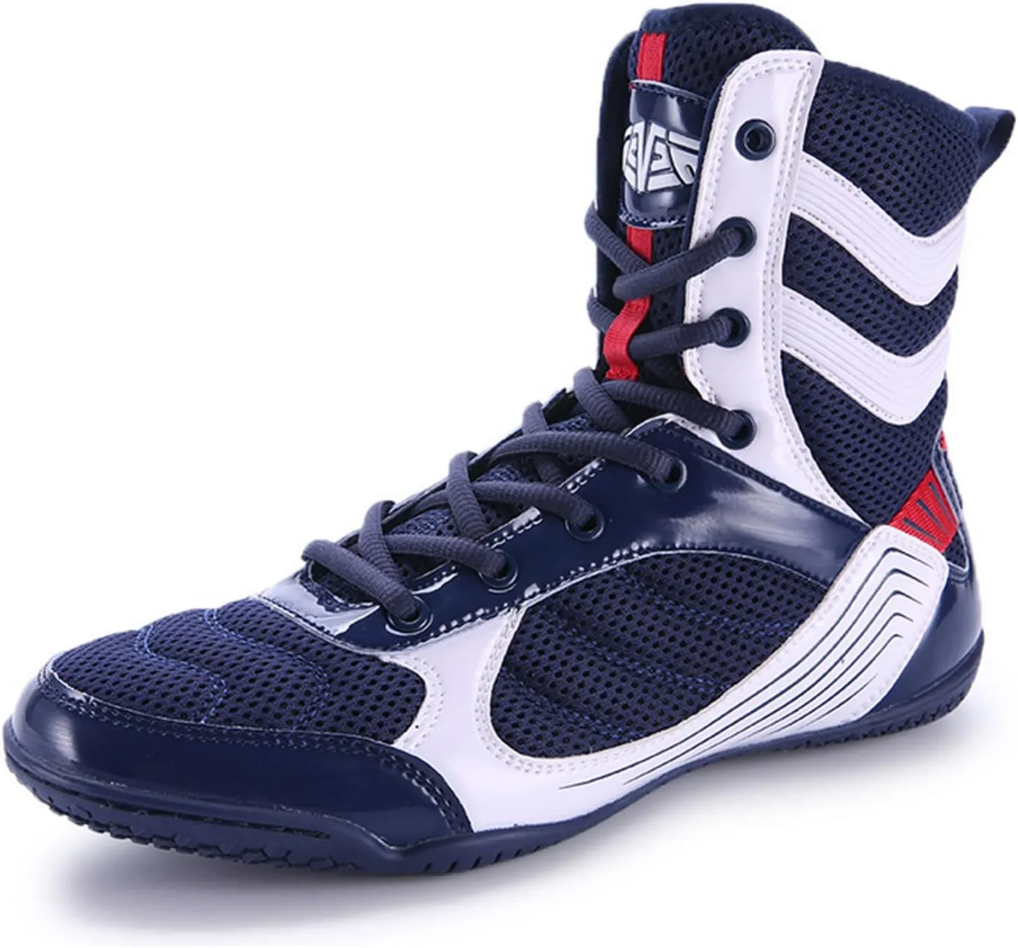 Men's Boxing Shoes, Fighting Master Training Mesh Boxing Shoes Rubber Sole Combat Training Sports Sneakers,Blue-White-8