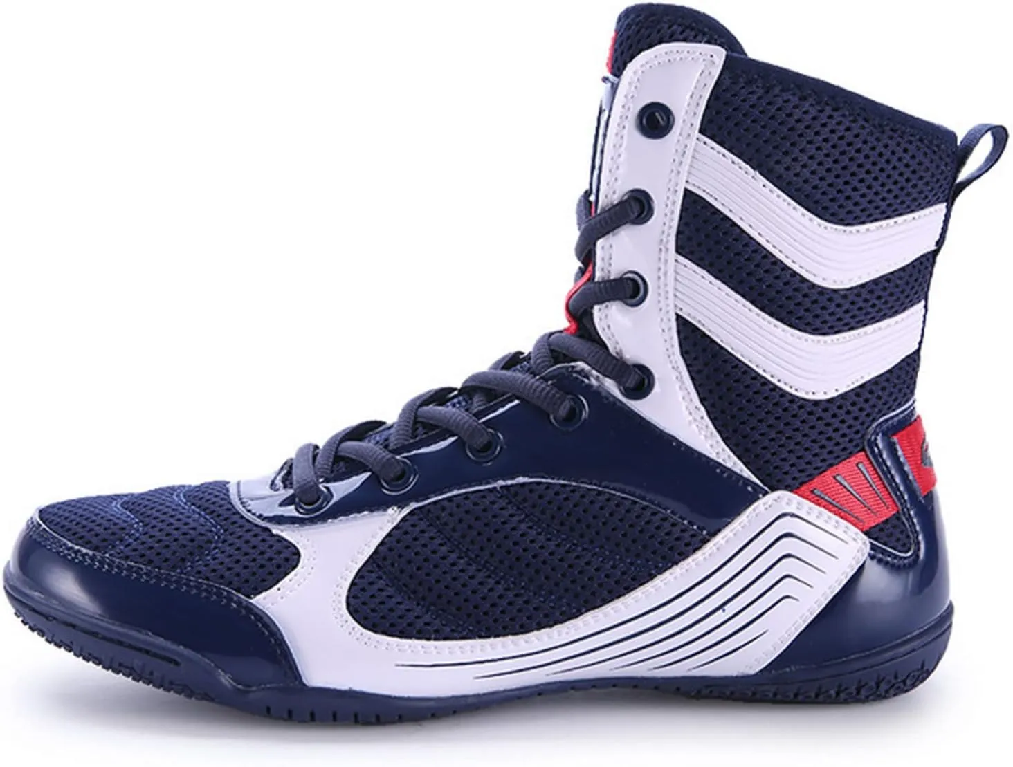 Men's Boxing Shoes, Fighting Master Training Mesh Boxing Shoes Rubber Sole Combat Training Sports Sneakers,Blue-White-8