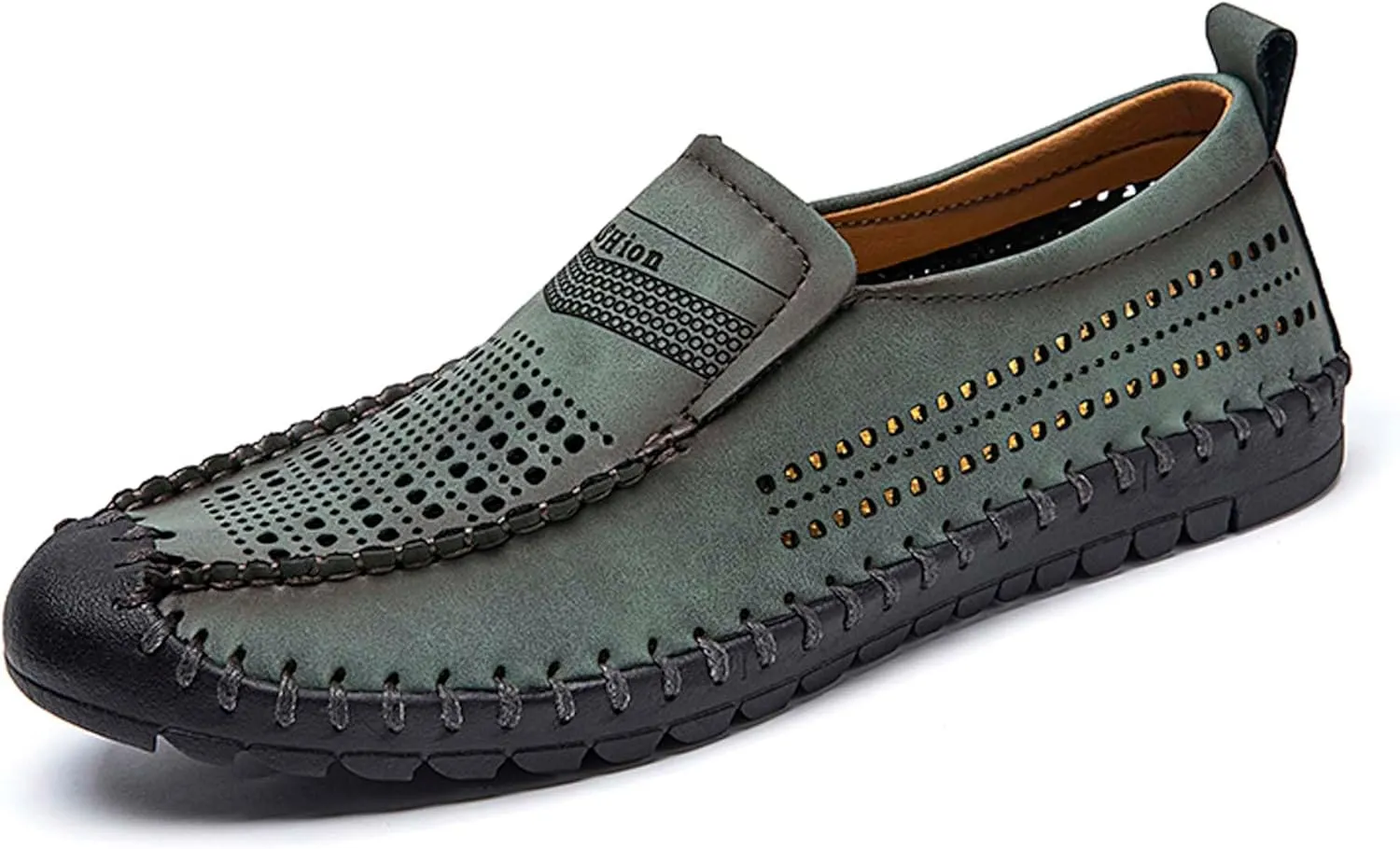Men's Breathable Walking Shoes Comfortable Casual Leather Shoes Lightweight Loafers Retro Business Office Shoes Hollowed Out Leather Casual Shoes Outdoor Hiking Driving Shoes