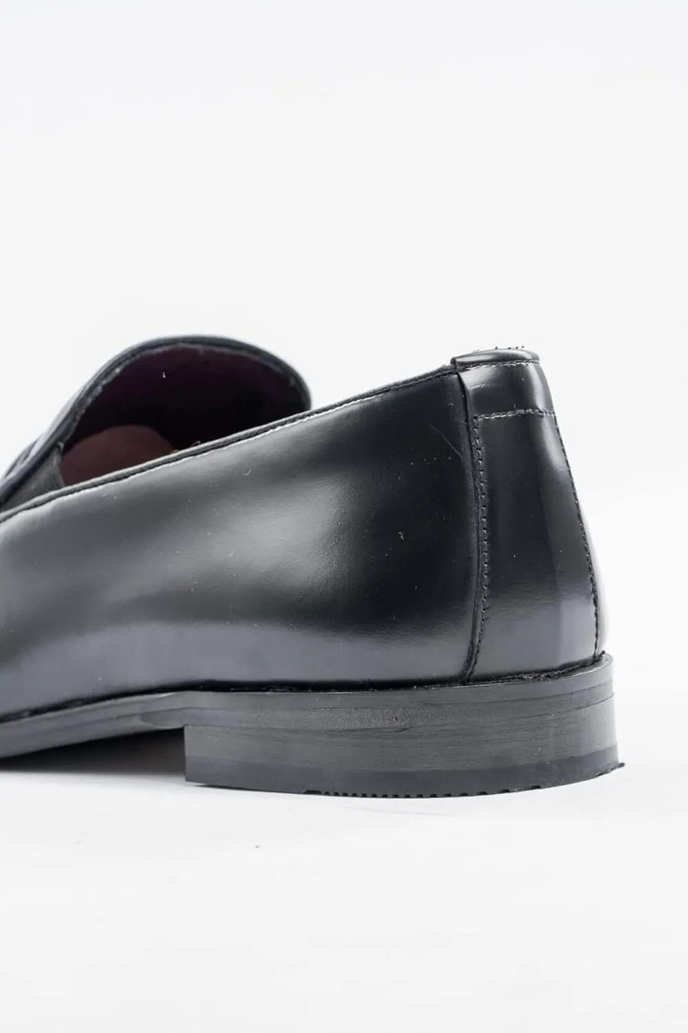 Mens Leather Slip On Tassel Penny Black Loafer Casual Formal Moccasin Shoes