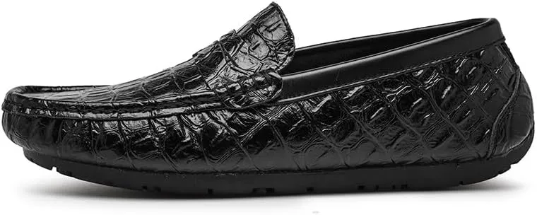 Men's Loafers Shoes Round Toe Crocodile Print Faux Leather Penny Driving Loafers Comfortable Slip Resistant Flat Heel Walking Party Slip-ons