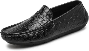 Men's Loafers Shoes Round Toe Crocodile Print Faux Leather Penny Driving Loafers Comfortable Slip Resistant Flat Heel Walking Party Slip-ons