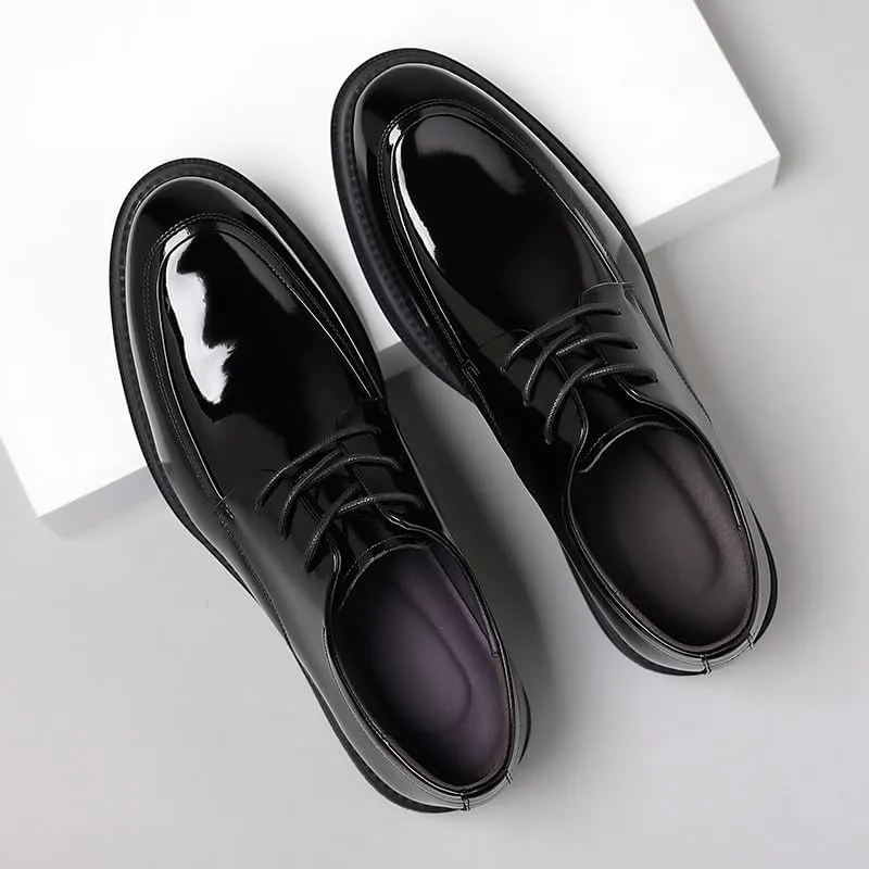 Men's Pointed-Toe Dress Shoes Shiny Patent Leather Business Oxford Shoes for Wedding Office Loafers