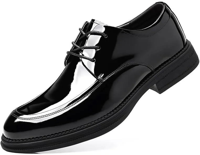 Men's Pointed-Toe Dress Shoes Shiny Patent Leather Business Oxford Shoes for Wedding Office Loafers