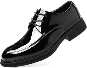 Men's Pointed-Toe Dress Shoes Shiny Patent Leather Business Oxford Shoes for Wedding Office Loafers
