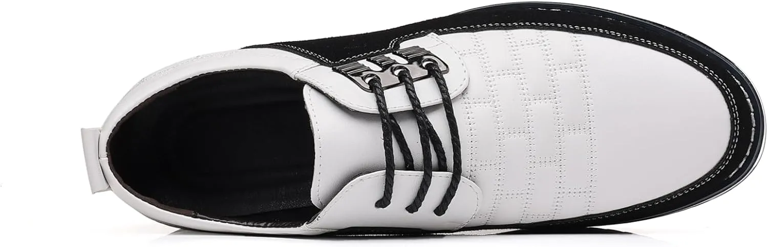 Men's Two-Tone Oxford Dress Shoes, Quilted Leather, Casual Business