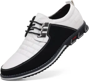 Men's Two-Tone Oxford Dress Shoes, Quilted Leather, Casual Business