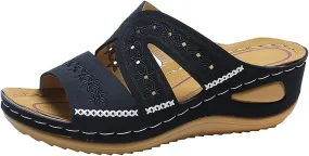 Orthopedic Sandals for Women: Slip On Dressy Summer Comfortable Slides Sandals Lightweight Walking Sandals with Arch Support