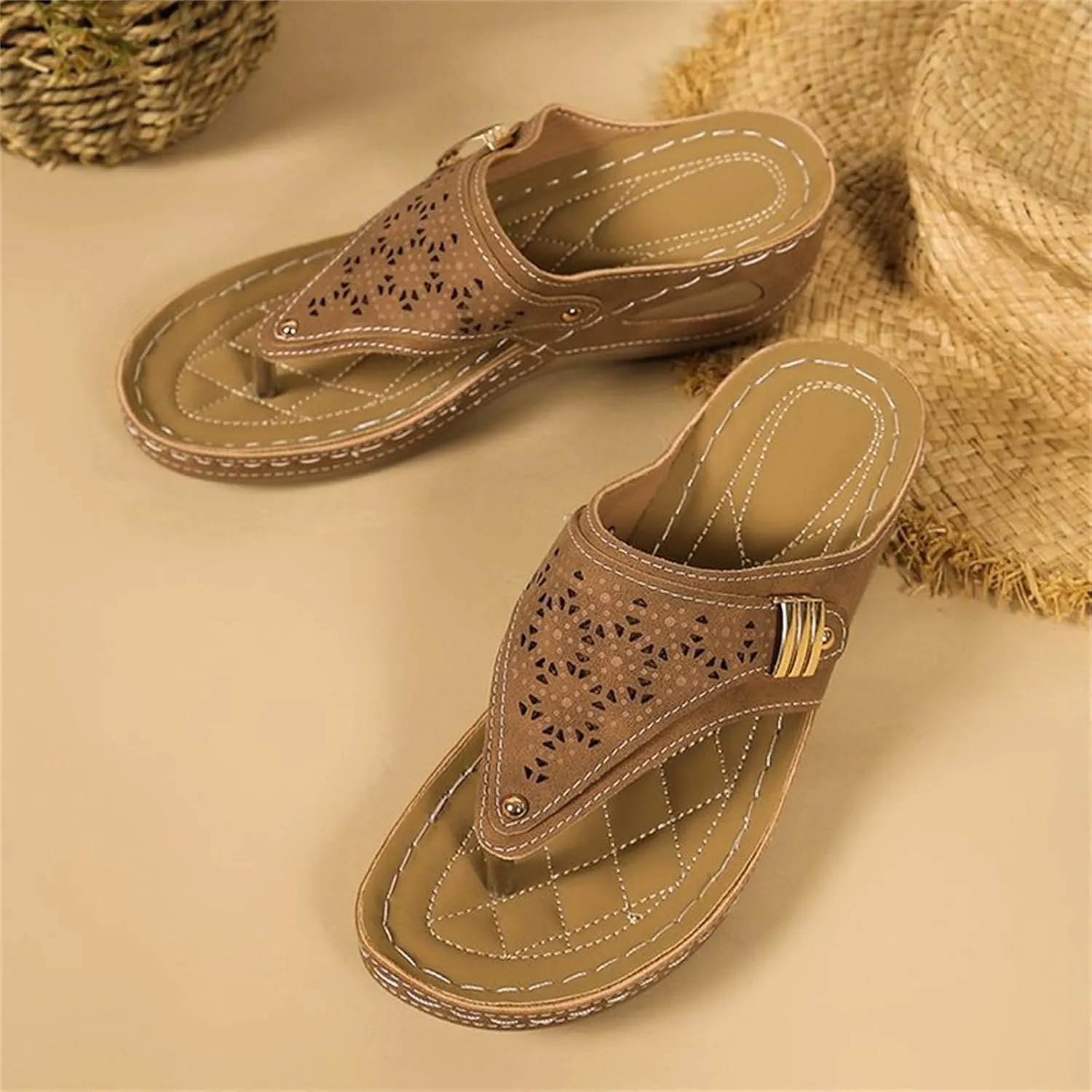 Sandals Women Dressy Summer Flat Cute Casual Beach Shoes Comfortable Orthotic Flip Flops Walking Orthopedic Slippers