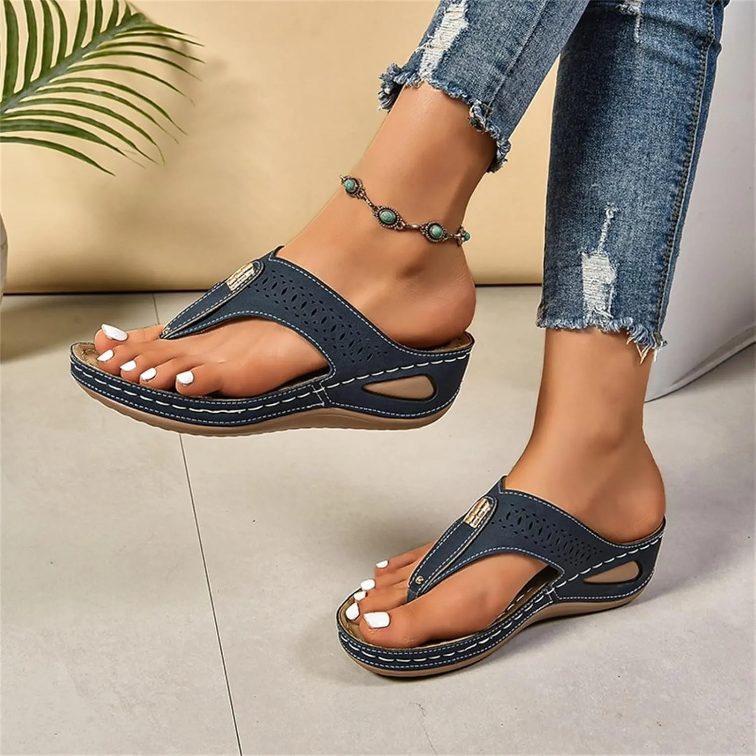 Summer Orthopedic Sandals for Women Open Toe Shoes 2025 Summer Beach Flip Flops Womens Fashion Trendy Flip Flops Bathroom Waterproof Leather Shoes Dressy Slippers Casual Sandals 2025