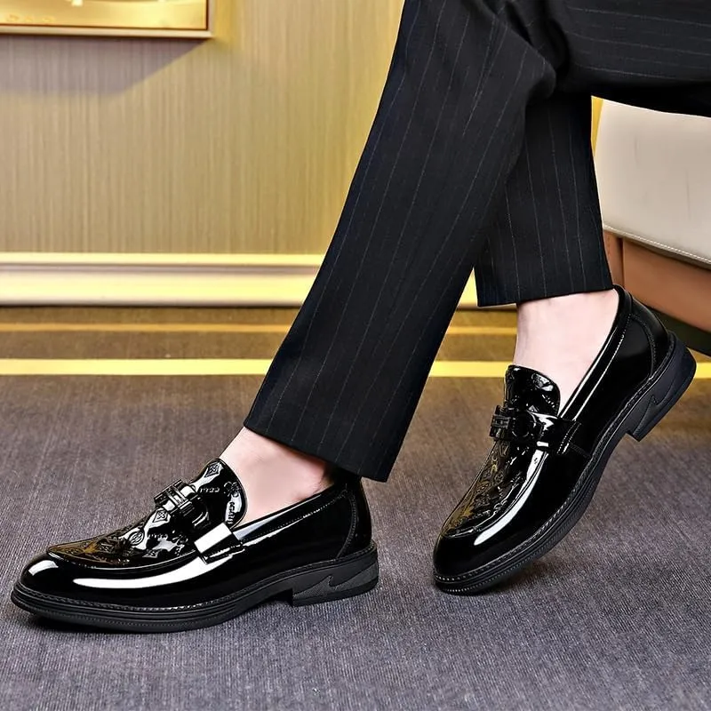 Tuxedo Shoes Classic Men's Leather Dress Shoes Men's Brogue Oxfords Genuine Leather Non-Slip Mens White Dress Shoes(9.5)
