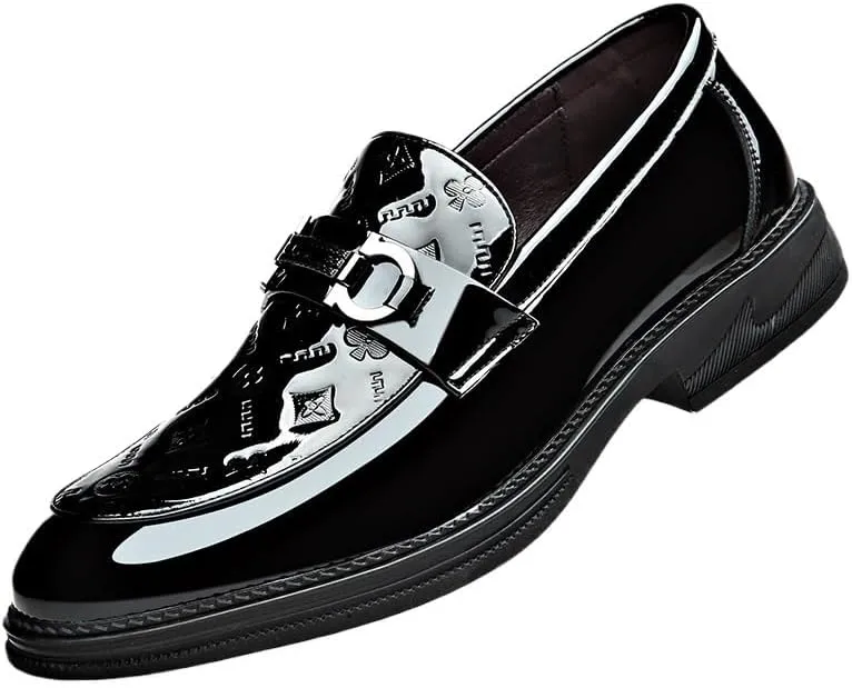 Tuxedo Shoes Classic Men's Leather Dress Shoes Men's Brogue Oxfords Genuine Leather Non-Slip Mens White Dress Shoes(9.5)