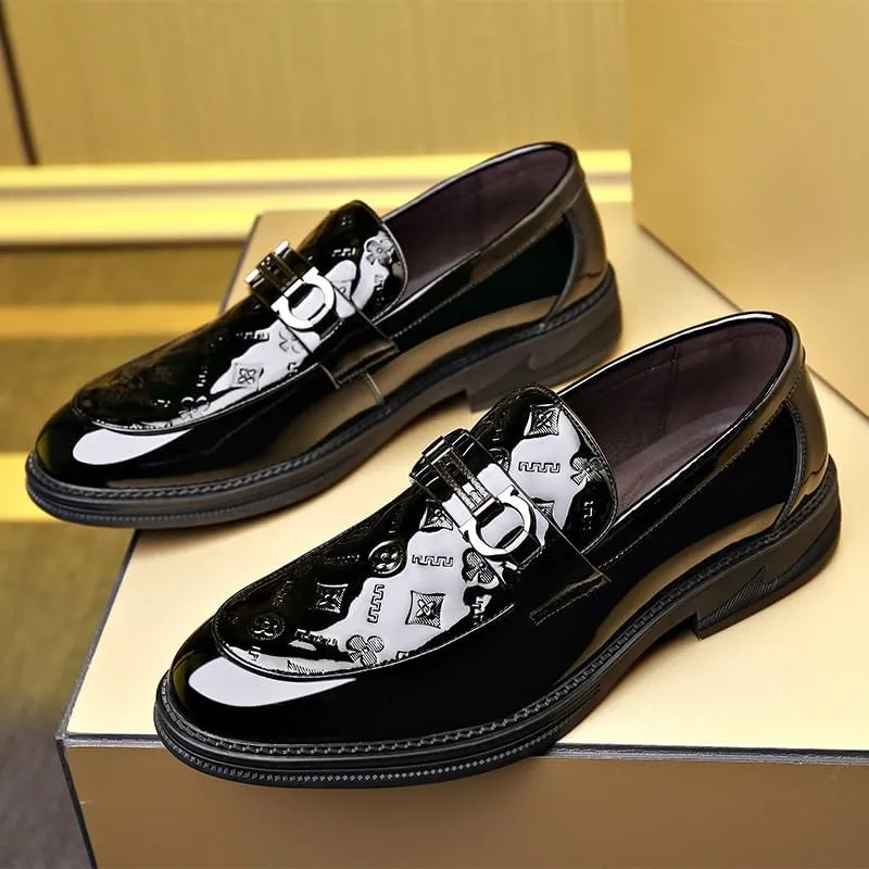 Tuxedo Shoes Classic Men's Leather Dress Shoes Men's Brogue Oxfords Genuine Leather Non-Slip Mens White Dress Shoes(9.5)